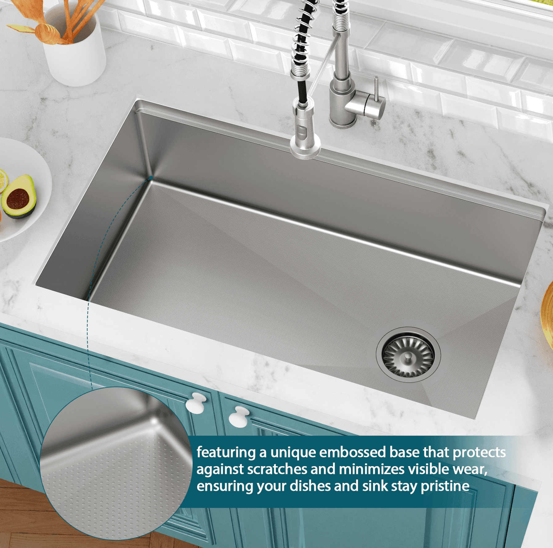 embossed stainless steel sink